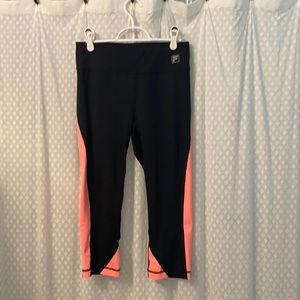 Black with coral accents Capri leggings from FILA
